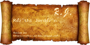 Réthi Jordán névjegykártya